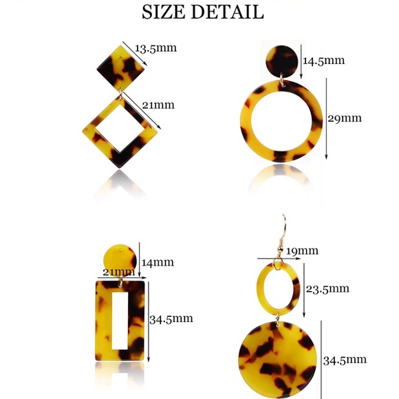 2/$20 NEW Tortoise Hoop Acrylic Resin Earrings - Picture 7 of 7